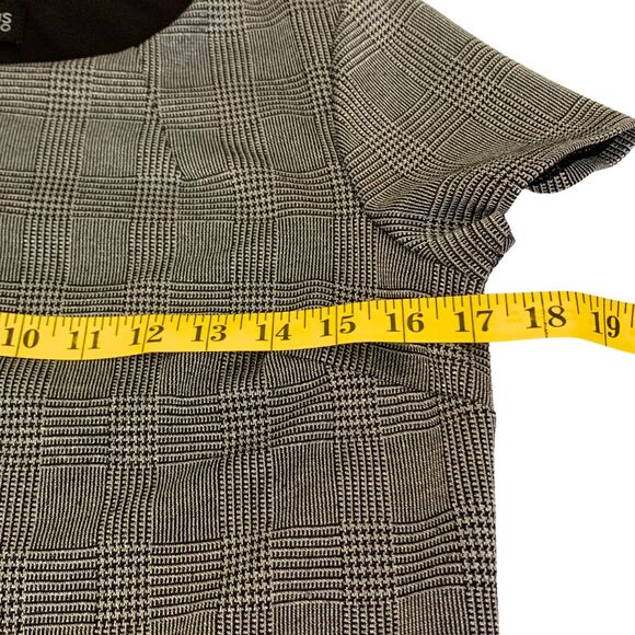 Enfocus Studio Sparkly Silver-Threaded Gingham Mini Dress Back and Grey Size 8 - Picture 8 of 12